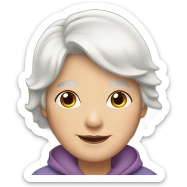 grandmother with white hair and grandchildren with brown hair sticker