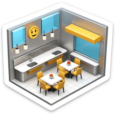 3d restaurant sticker