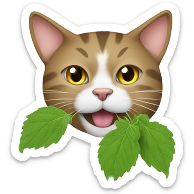 cat sniffing catnip sticker