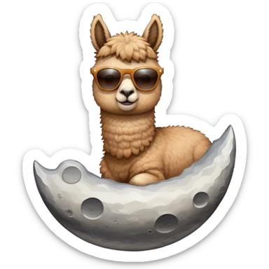 alpaca with sunglasses on landing on the moon sticker
