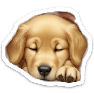 golden retriever puppy sleeping with a blanket sticker