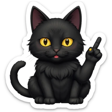 Black cat with yellow eyes giving the middle finger sticker