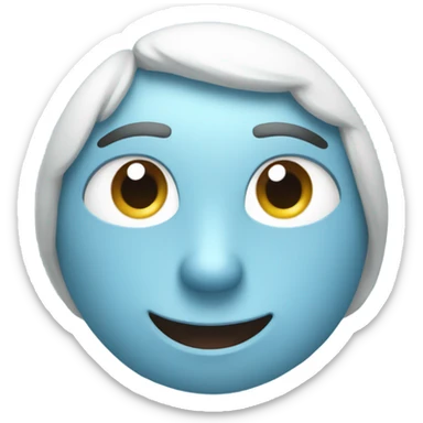 Smiling regular iOS18 emoji with both eyes replaced with light blue snowflakes  sticker