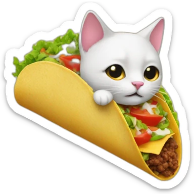 cat's head sticking out of the end of a taco sticker