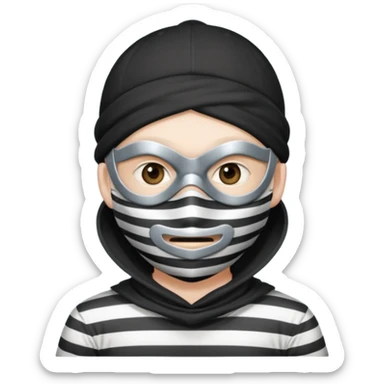 thief, with stripped shirt, facemask, thief mask. sticker