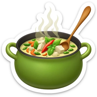 Thai green curry in a green pot sticker
