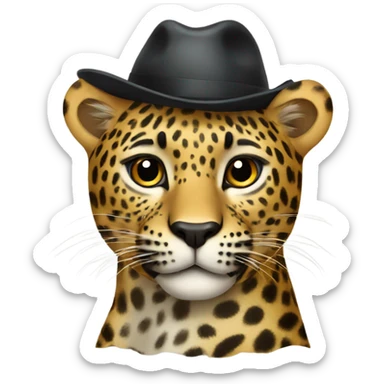 Leopard wearing hat  sticker