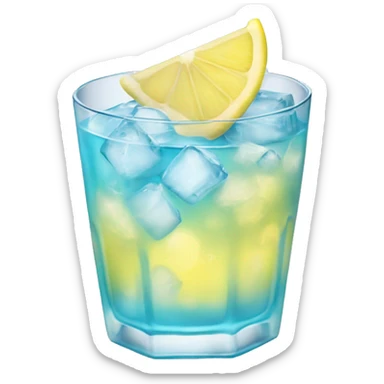 Ice blue cocktail with lemon  sticker