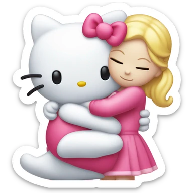 hello kitty hugging my melody sticker