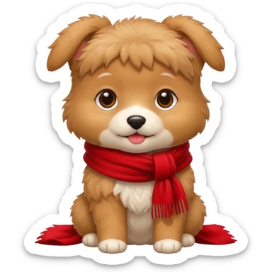 baby dog wears red scarf  sticker
