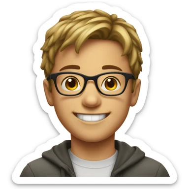 boy with glasses and smile emoji  sticker