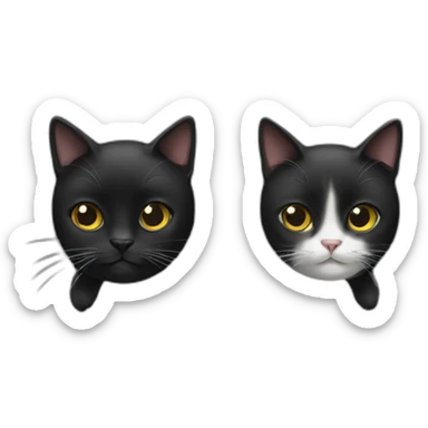 Two black cats, one smaller and fatter than the other sticker