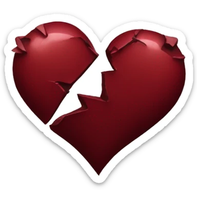 Broken dark red heart sticker