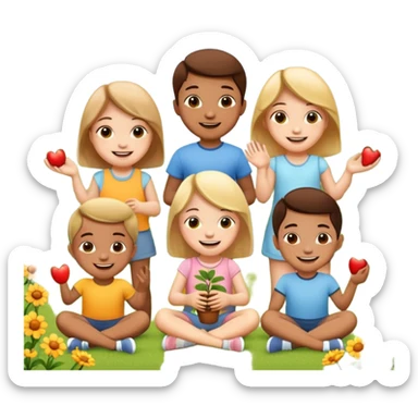 5 children playing in the garden sticker