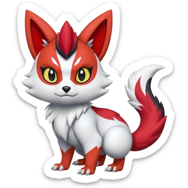 Scarley scarlet Zangoose-Litten-Dragonair-chipmunk-Werewolf-Fakemon-Pokémon-creature (full body) sticker