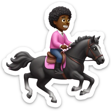 black guy riding a pink horse playing on the ps5 and in the same moment trading on the forex sticker