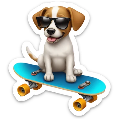 Dog with sunglasses on a skateboard sticker