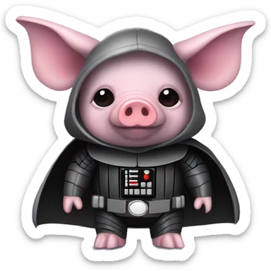 Lavender gray Pig darth Vader face armadillo darth Vader fanned tail feathered tail pig armadillo darth Vader face sticker