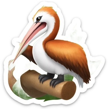 Pelican and a red panda together sticker