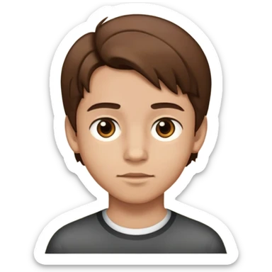 Boy with light skin and brown eyes and brown hair parted in the middle sticker