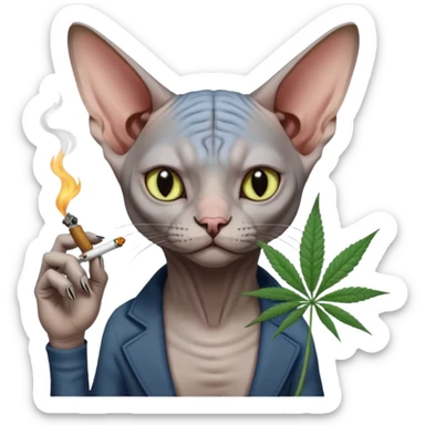 Sphynx cat smoking weed  sticker