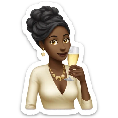Black girl drinking champagne  sticker