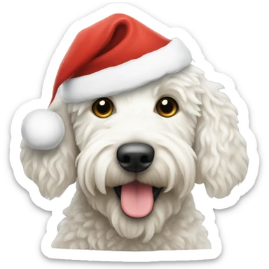White golden doodle Santa hat sticker