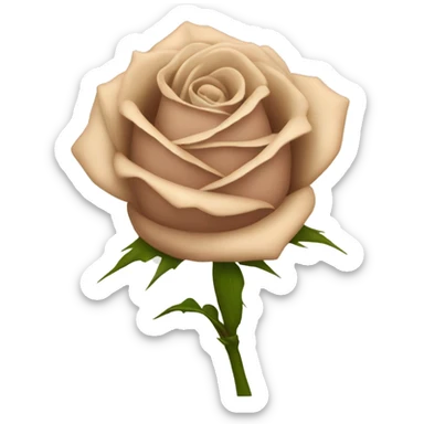 Beige rose with thorns and a brown satin ribbon around the stem sticker