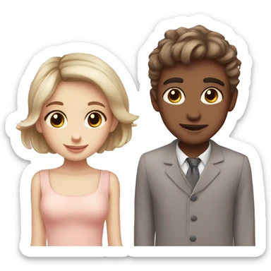 Pretty girl with handsome boy pastel colour sticker