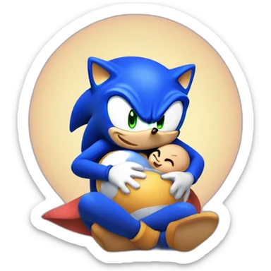 pregnant sonic cradling a baby sticker