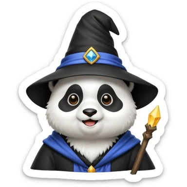 Chcę Pandę która ma czapkę czarownika i która jest kolorach biało-czarnych sticker
