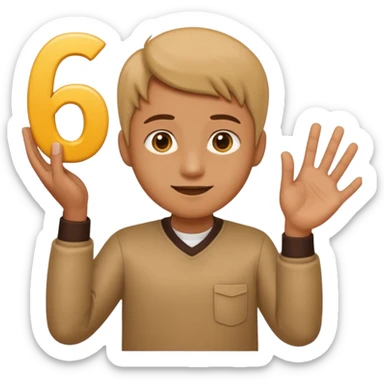 replace the ice cream with the numbers 6 and 7 holding his hands doing this emoji 🫴 and the left is the same emoji but flipped sideways then make the emojis 6️⃣7️⃣ go in each so six gos in the left hand and seven goes in the right hand sticker