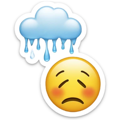 frown face emoji under raining cloud emoji sticker