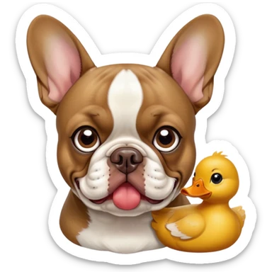 French bulldog with duck in mouth sticker