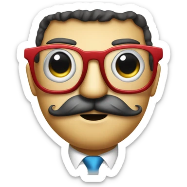 a portrait of a robot that tries to disguise as a human by having a fake nose, fake mustache and fake glasses sticker