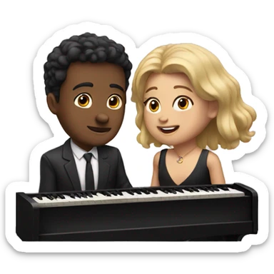 Two lovers playing piano  sticker