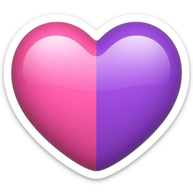 Half pink half purple heart  sticker