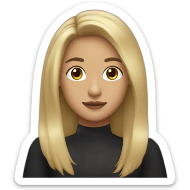 20 year old light skin to olive skin with long black to blonde long hair with black shirt and oval face shape  sticker