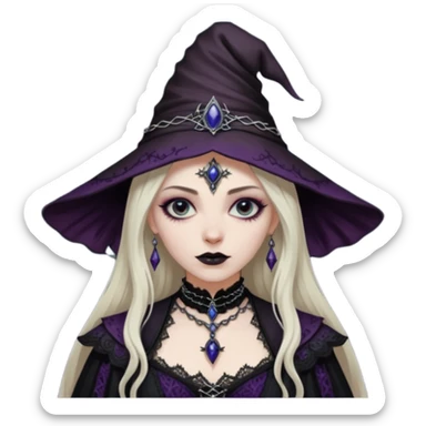 Lena Lovich as a gothic sorceress in huge dirty lace sticker