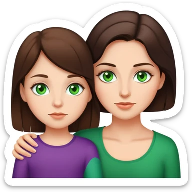Mom and daughter, brunettes, green eyes sticker