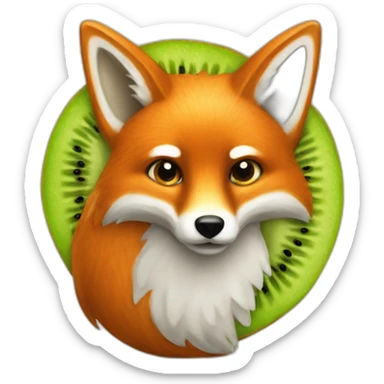 a fox made of kiwi sticker