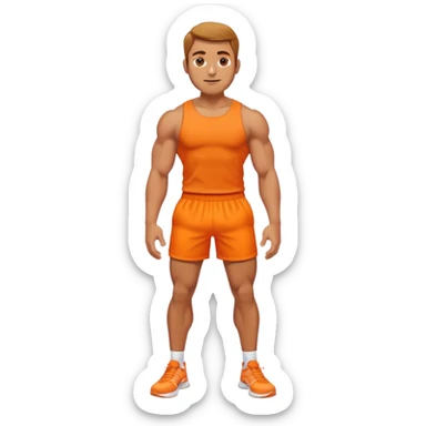 full male legs back with orange gym shorts sticker