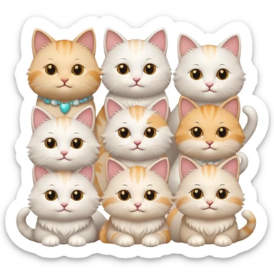 White cute cats with accessories sticker