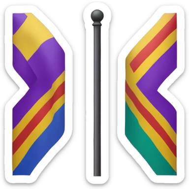 rectangular flag of the Land of Oz from the Oz books, with purple top corner, yellow left corner, blue right corner, red bottom corner, and emerald in center sticker