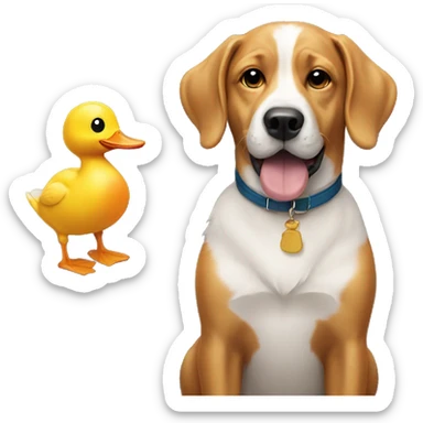 Dog and duck sticker