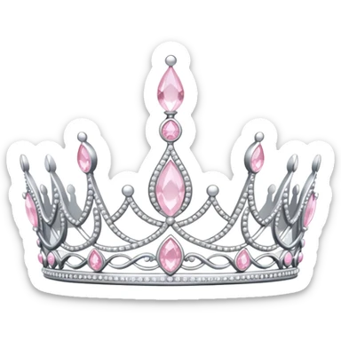 pale pink tiara sparkly silver sticker