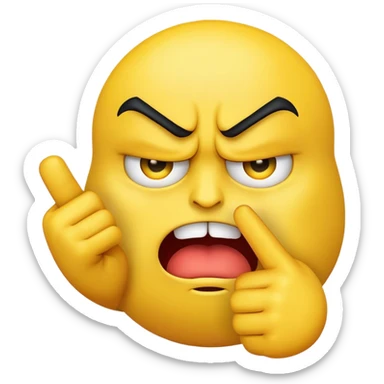 😡 but yellow instead of red and 🖕 in front on the left side of the emoji sticker
