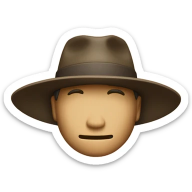 Chapeau a man hides under the brim of a hat sticker