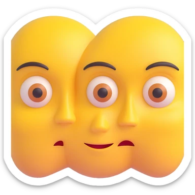 animated yellow face, neutral to side-eye expression, right eyebrow up, left down, eyes look left, mouth neutral, smooth seamless loop, transparent background, high resolution GIF sticker
