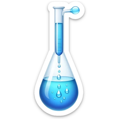 laboratory pipette with liquid drop sticker